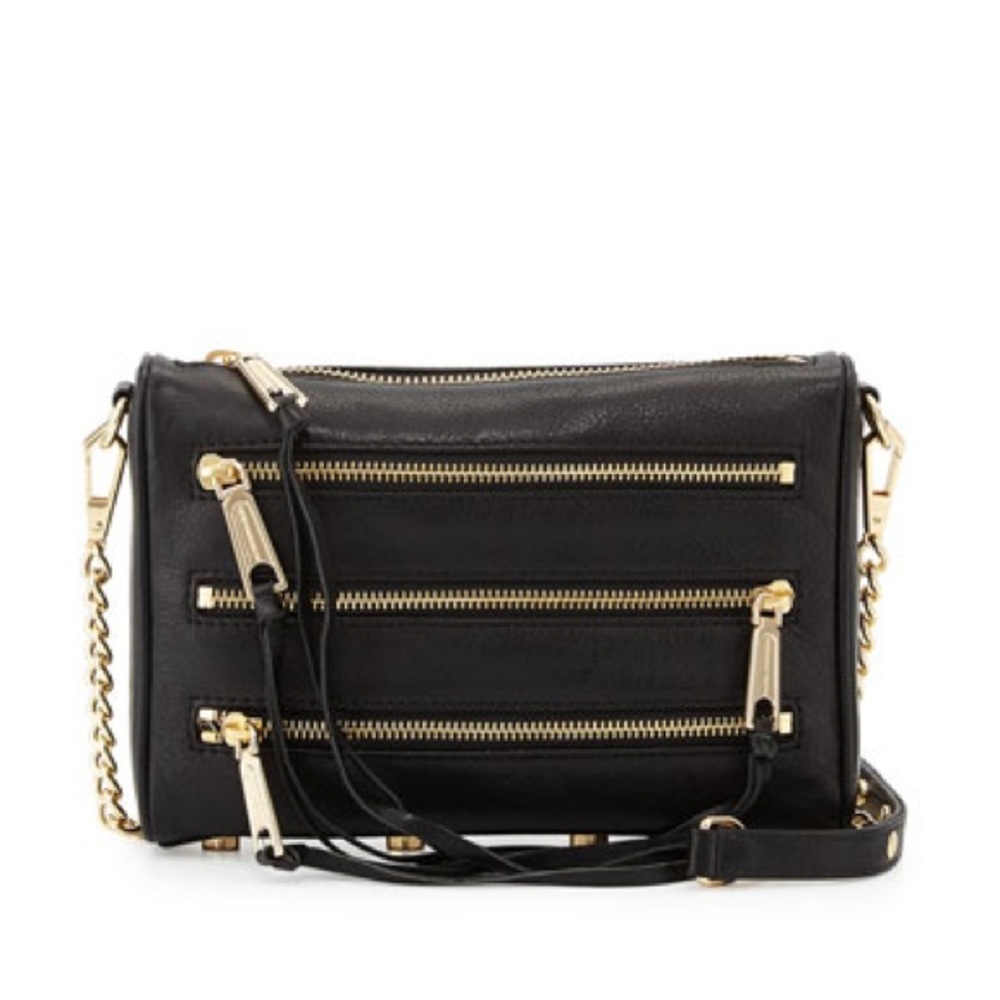 Rebecca Mink-off Black Five-Zip Mini Crossbody Bag